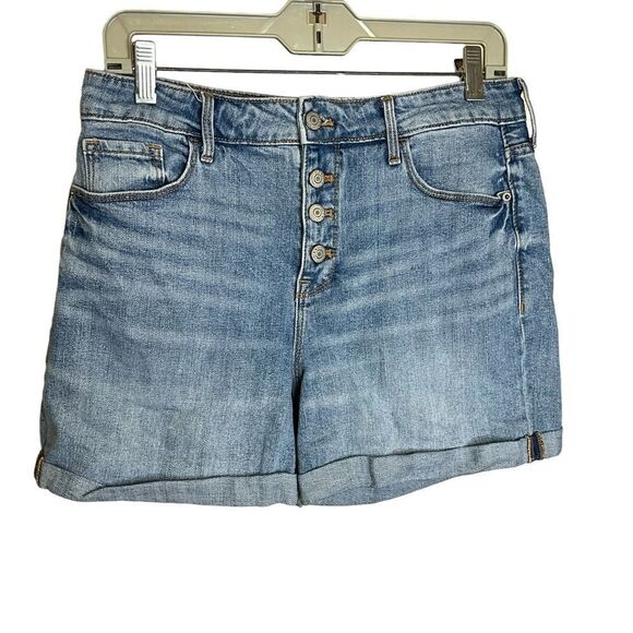 Old Navy Women's Shorts Size 10 High Rise Button Front Light Wash Denim Cuffs - Picture 1 of 6